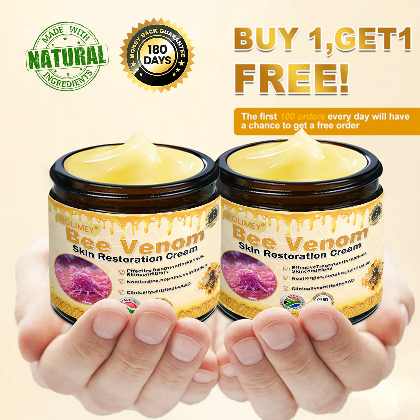 🔥Made and Shipped from Johannesburg ✨✨ Rolimey® Bee venom Pro Comprehensive Cream 🔥 LAST DAY 80% OFF